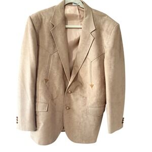 Brad Whitney Vintage Western Sonora Suede Blazer Tan Beige Mens 46R Sport Coat
